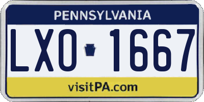 PA license plate LXO1667