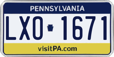PA license plate LXO1671