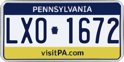 PA license plate LXO1672