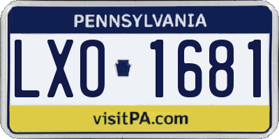 PA license plate LXO1681