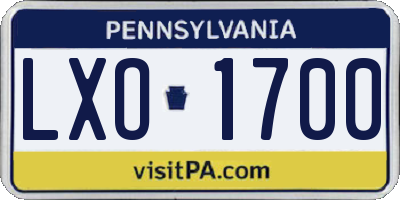 PA license plate LXO1700