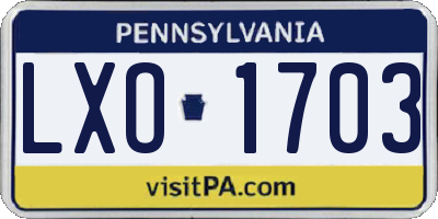 PA license plate LXO1703