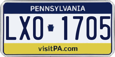 PA license plate LXO1705