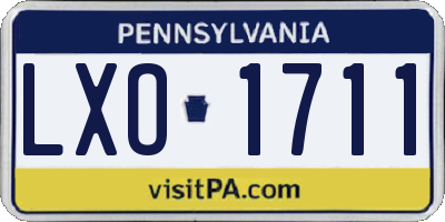 PA license plate LXO1711