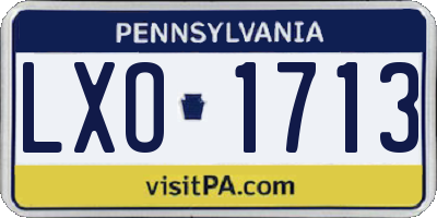 PA license plate LXO1713