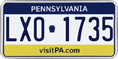 PA license plate LXO1735