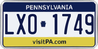 PA license plate LXO1749