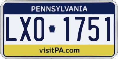 PA license plate LXO1751