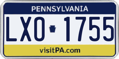 PA license plate LXO1755