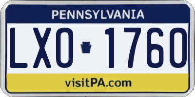 PA license plate LXO1760