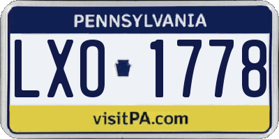 PA license plate LXO1778