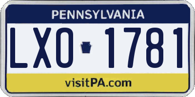 PA license plate LXO1781