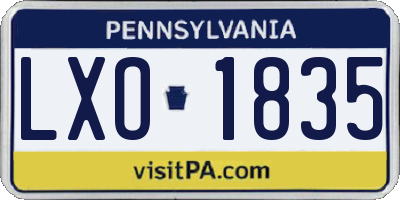 PA license plate LXO1835