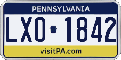 PA license plate LXO1842