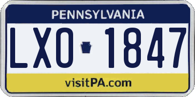 PA license plate LXO1847