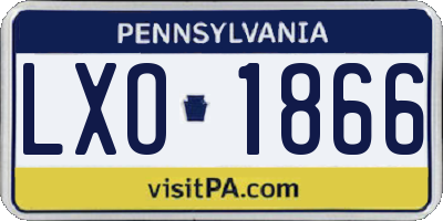 PA license plate LXO1866