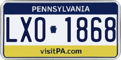 PA license plate LXO1868