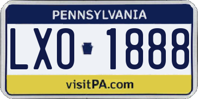PA license plate LXO1888