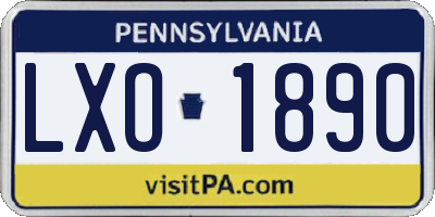 PA license plate LXO1890