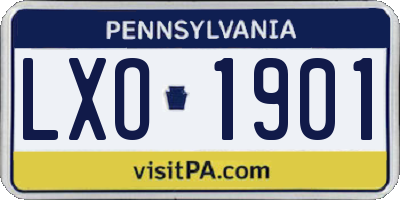 PA license plate LXO1901