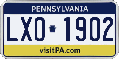 PA license plate LXO1902