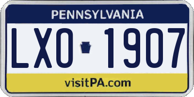 PA license plate LXO1907