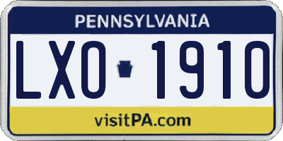 PA license plate LXO1910
