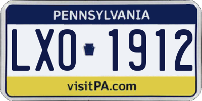 PA license plate LXO1912