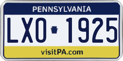 PA license plate LXO1925