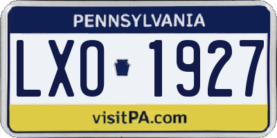 PA license plate LXO1927