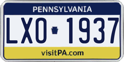 PA license plate LXO1937