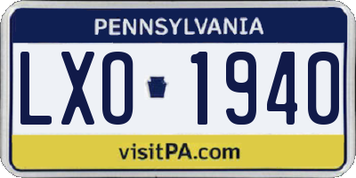 PA license plate LXO1940