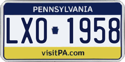 PA license plate LXO1958