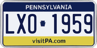 PA license plate LXO1959