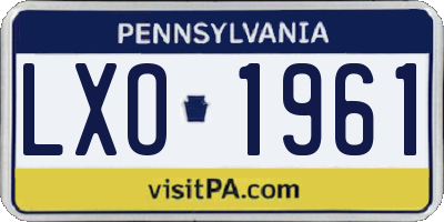 PA license plate LXO1961