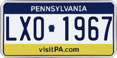 PA license plate LXO1967