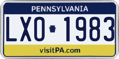 PA license plate LXO1983