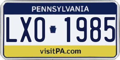 PA license plate LXO1985