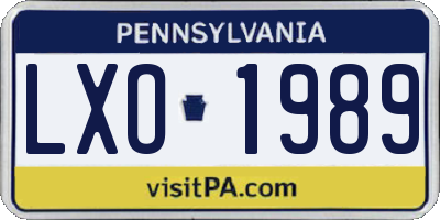 PA license plate LXO1989
