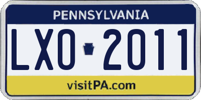PA license plate LXO2011
