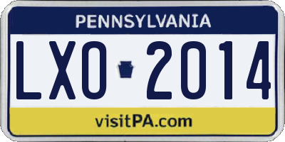 PA license plate LXO2014