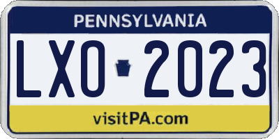 PA license plate LXO2023