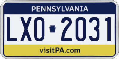 PA license plate LXO2031