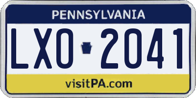 PA license plate LXO2041