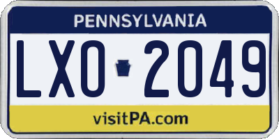 PA license plate LXO2049