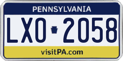 PA license plate LXO2058