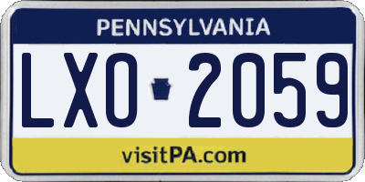 PA license plate LXO2059