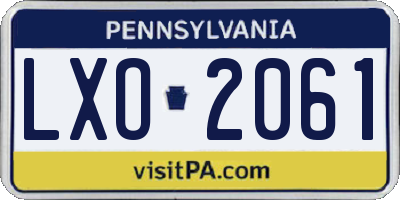 PA license plate LXO2061