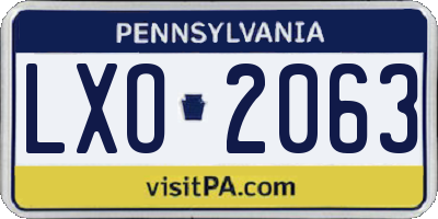 PA license plate LXO2063