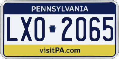 PA license plate LXO2065